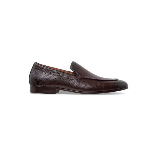 side view of single pair of Milan Loafers in Coffee